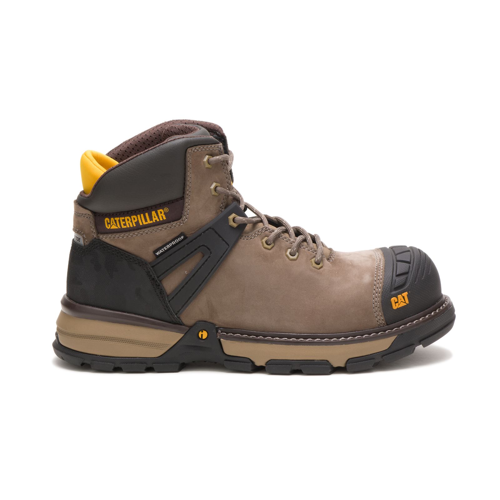 Men's Caterpillar Excavator Superlite Waterproof Nano Toe Work Boots Brown/Black Ireland MABL82501